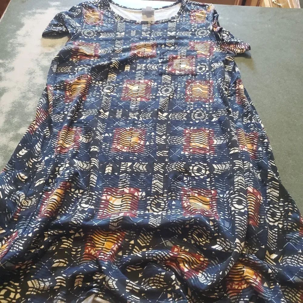 Lularoe blue&black design carly dress sz Medium